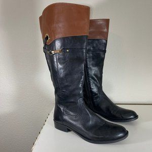 Tommy Hilfiger Leather Wide-Calf Riding Boots 10